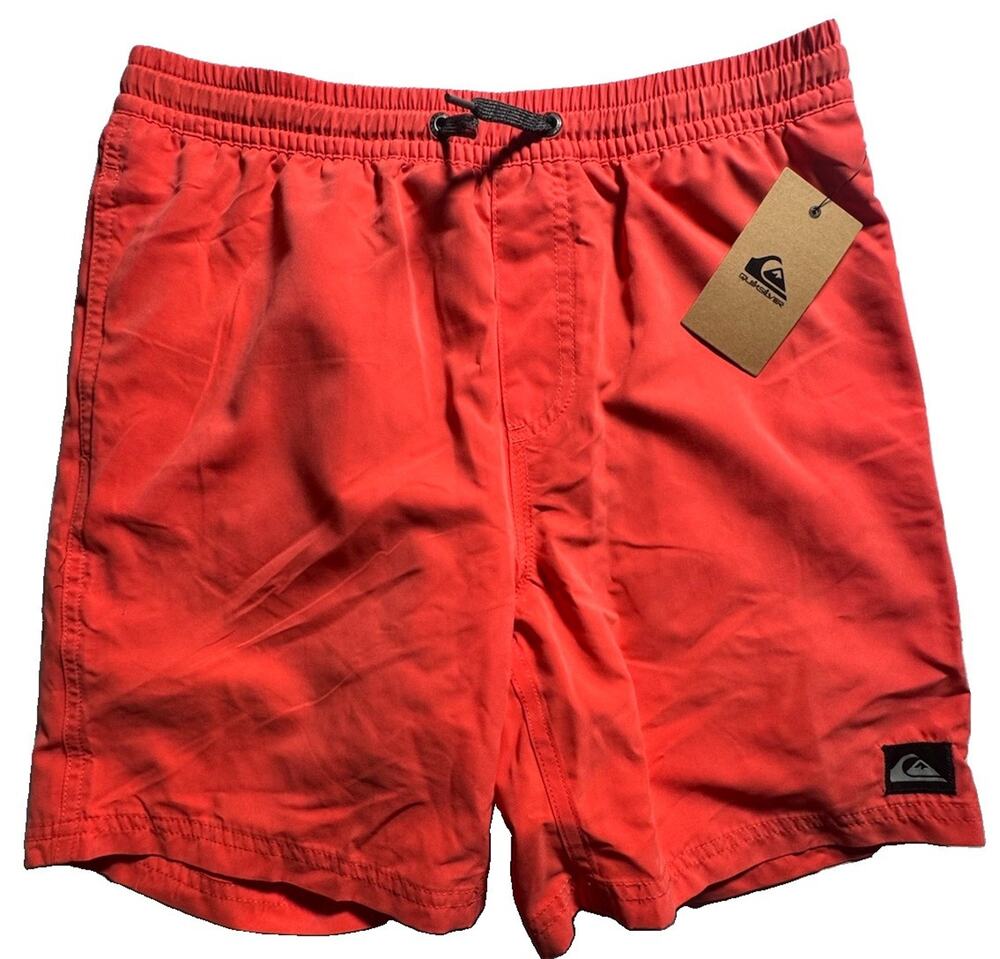 Quiksilver Boys Swim Trunks Size L 14/16 Coral Elastic Waist NWT